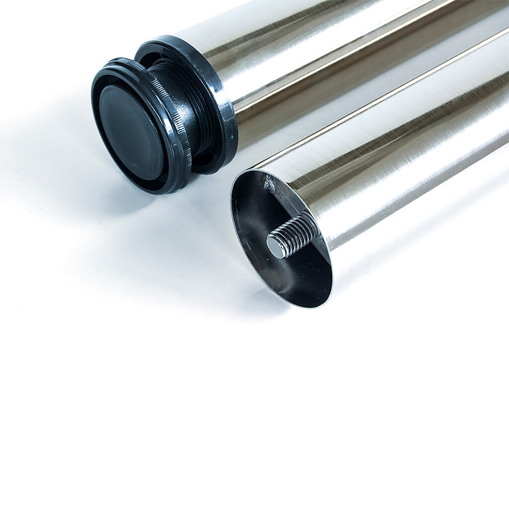 Lot of 4 table legs, diameter 60mm, H 830mm, Steel, Satin finished nickel, Satin finished nickel-3