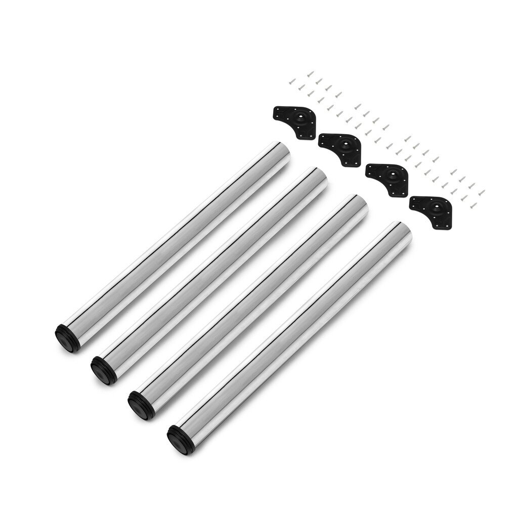 Lot of 4 table legs, diameter 60mm, H 710mm, Steel, Chrome plated-Primary