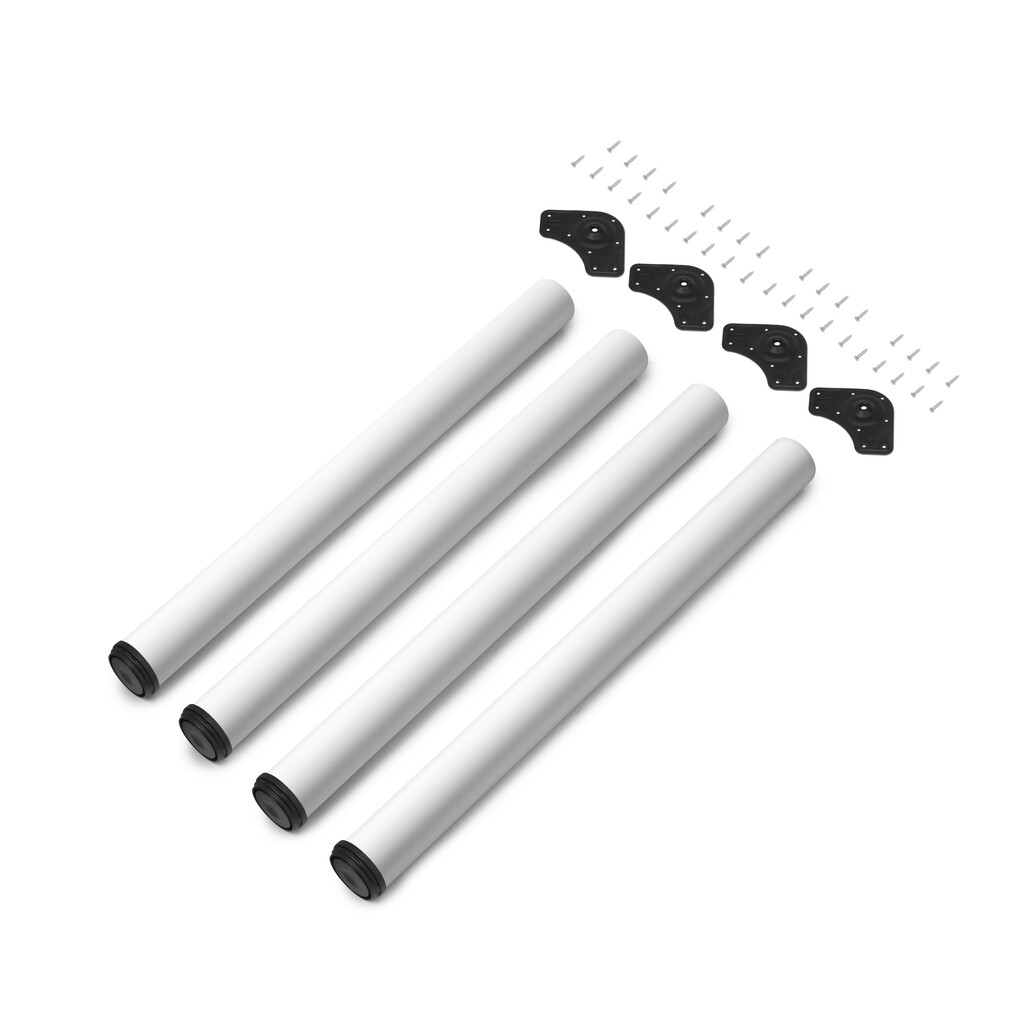 Lot of 4 table legs, diameter 60mm, H 710mm, Steel, White painted-Primary