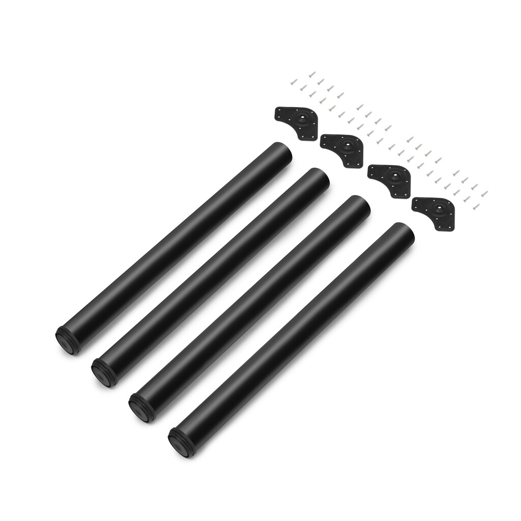 Lot of 4 table legs, diameter 60mm, H 710mm, Steel, Black painted-Primary