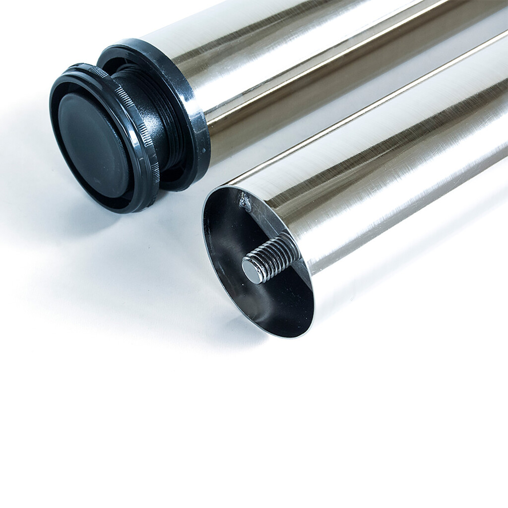 Lot of 4 table legs, diameter 60mm, H 710mm, Steel, Satin finished nickel, Satin finished nickel-3