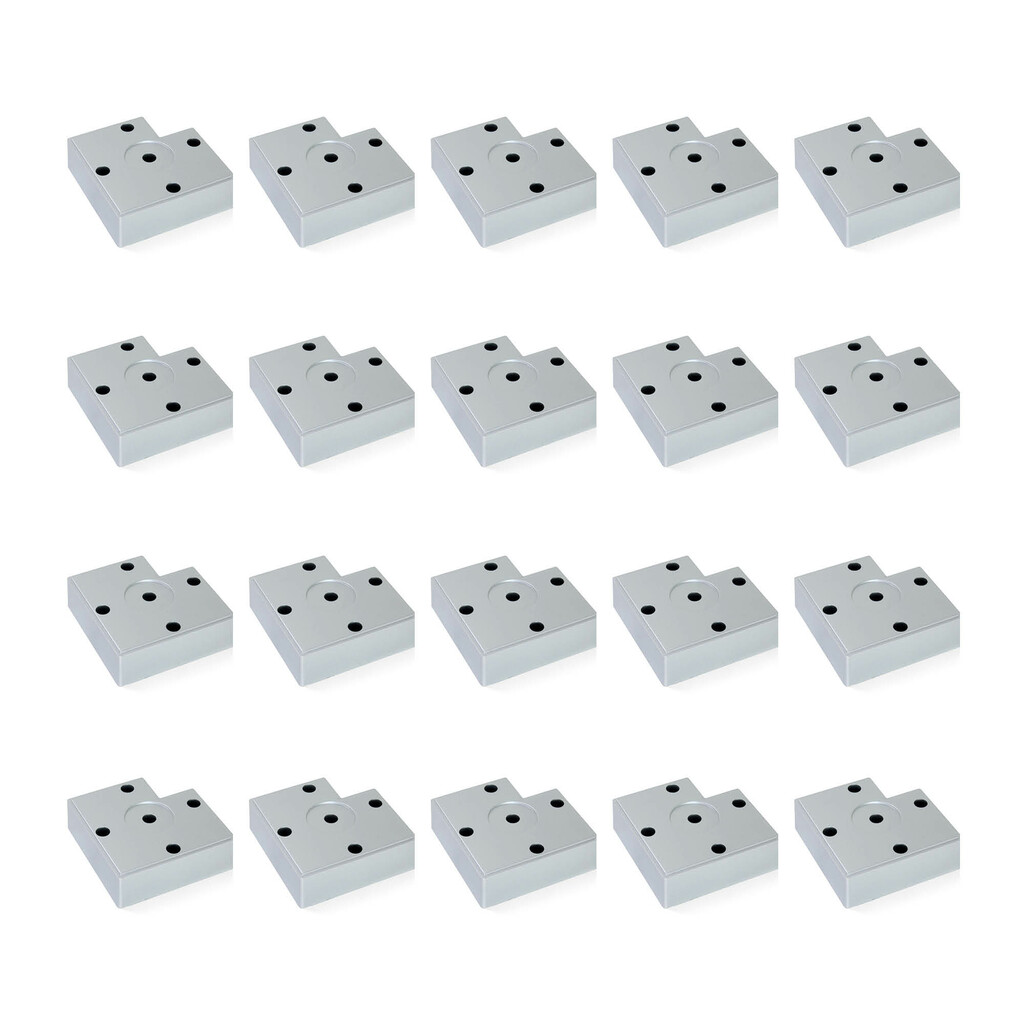 Lotto di 20 piedini per mobili Alumix 7, altezza 15 mm, Tecnoplastica, Verniciato alluminio-Primary