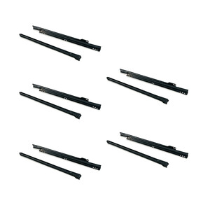 Lot of 5 sets of T30 drawers roller runners, self-close, length 550mm, partial extension, Steel, Black product photo