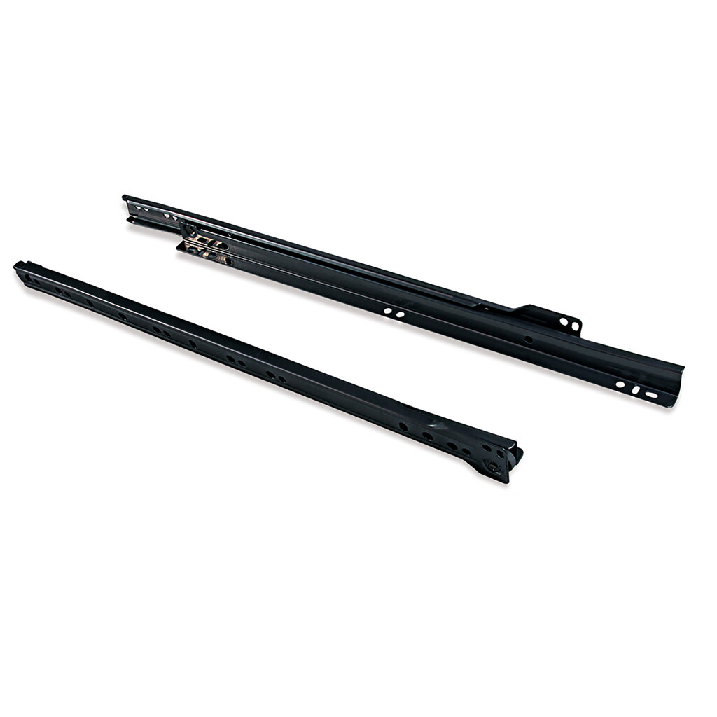 Lot  de 5 jeux de coulisses a roulettes pour tiroir T30, drop lock, longueur 600mm, sortie partielle, Acier, Noir-3