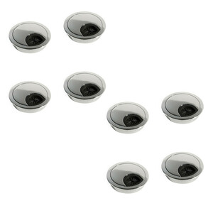 Lot de 8 passe-c&acirc;bles circulaires, diam&egrave;tre 60mm, &agrave; encastr&eacute; Zamak, Chrom&eacute; photo du produit