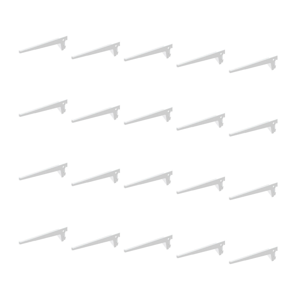Lote de 20 soportes para estante de madera/cristal, perfil paso 50mm, longitud 350mm, Acero, Blanco-Primary