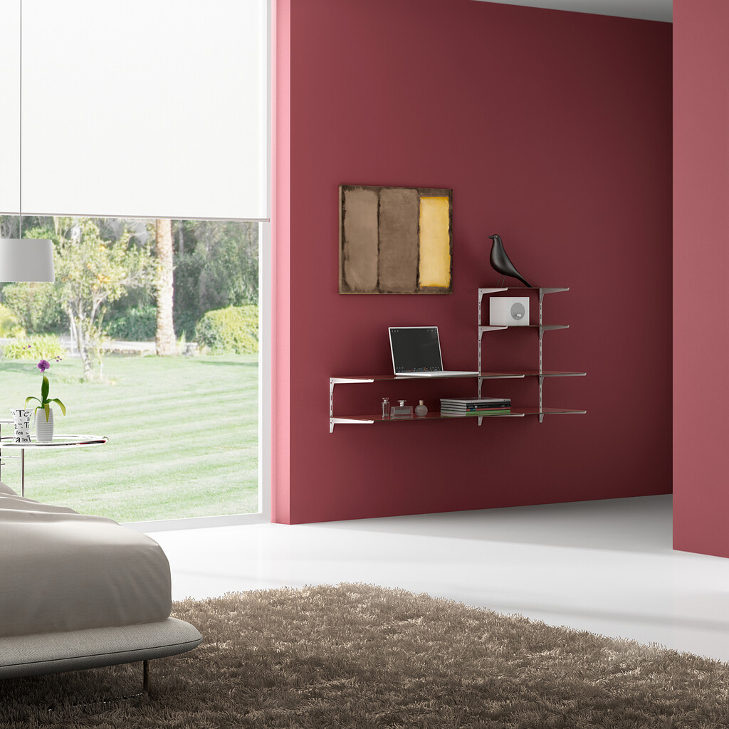 Lote de 20 soportes para estante de madera/cristal, perfil paso 50mm, longitud 350mm, Acero, Blanco-4