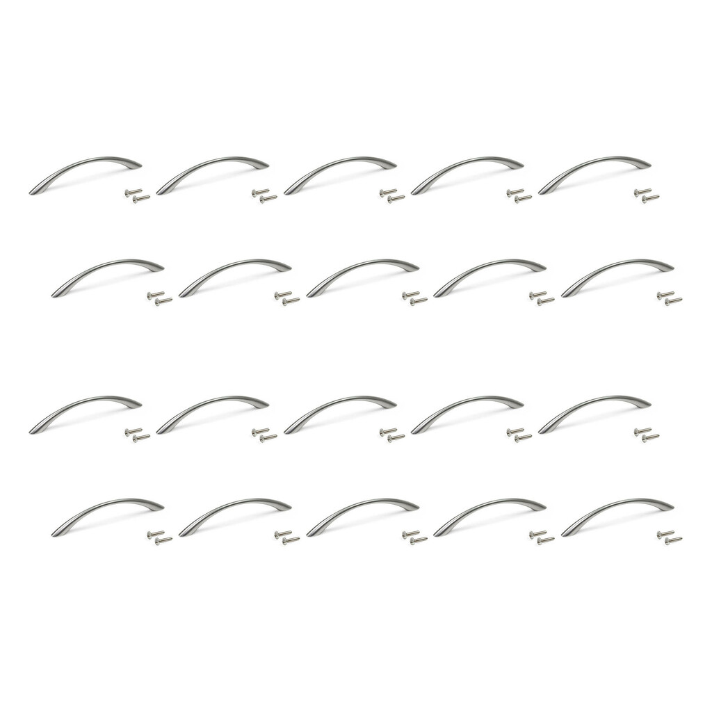 Lot von 20 Möbelgriffe Bombay, L160mm, 128mm Achsenabstand, Zamak, Nickel satiniert-Primary
