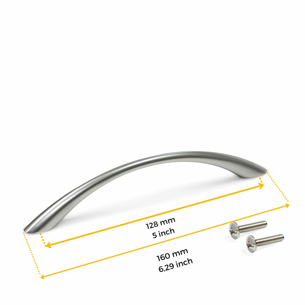 Lot von 20 Möbelgriffe Bombay, L160mm, 128mm Achsenabstand, Zamak, Nickel satiniert-1