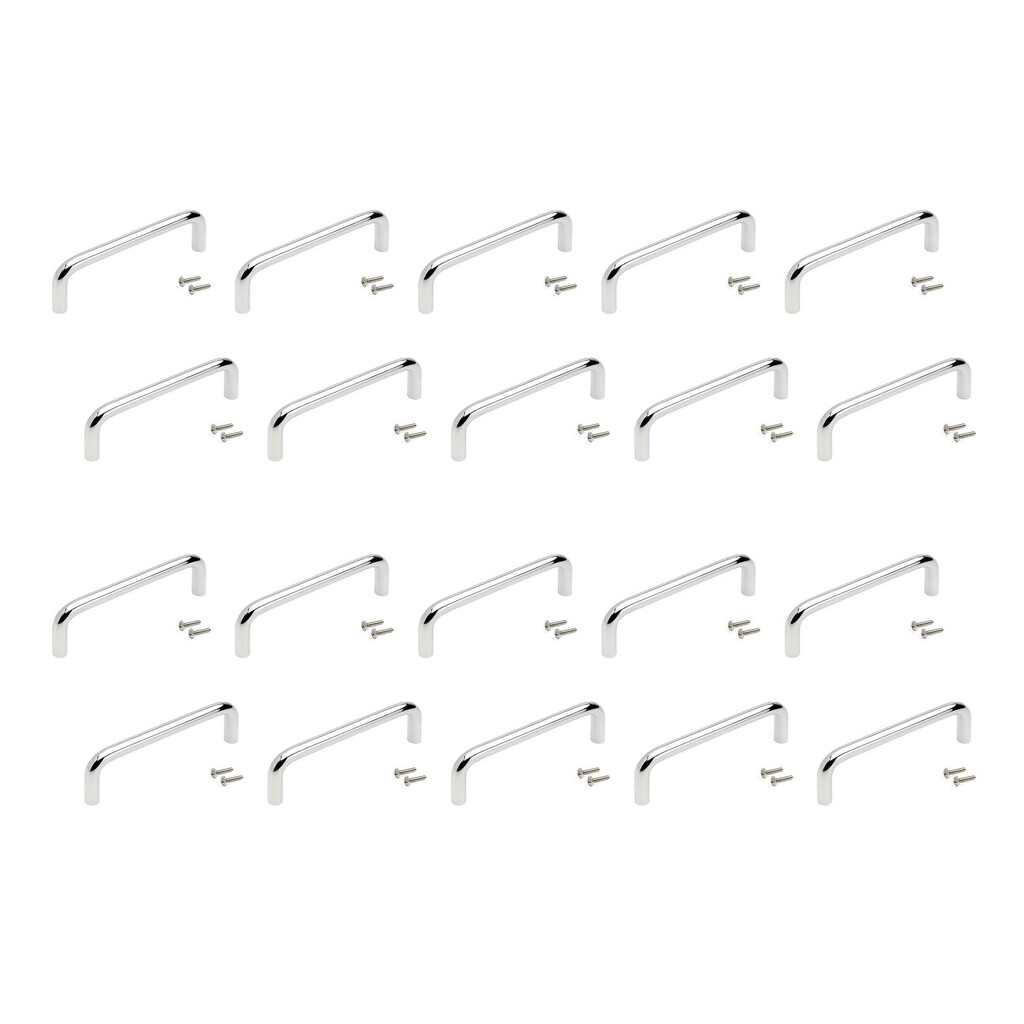 Lot von 20 Möbelgriffe Castellar, L136mm, 128mm Achsenabstand, Stahl, Verchromt-Primary