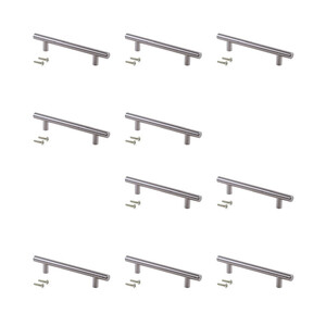 Lot von 10 M&ouml;belgriffe Orlando, L188mm, 128mm Achsenabstand, Stahl, Nickel satiniert Produktfoto