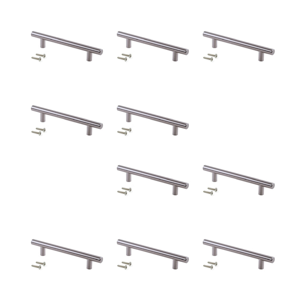 Lot von 10 Möbelgriffe Orlando, L464mm, 384mm Achsenabstand, Stahl, Nickel satiniert-Primary