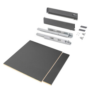 Kit of Vertex drawer for kitchen or bathroom height 93mm with 3D regulation, boards included, module 600mm, Anthracite Grey product photo