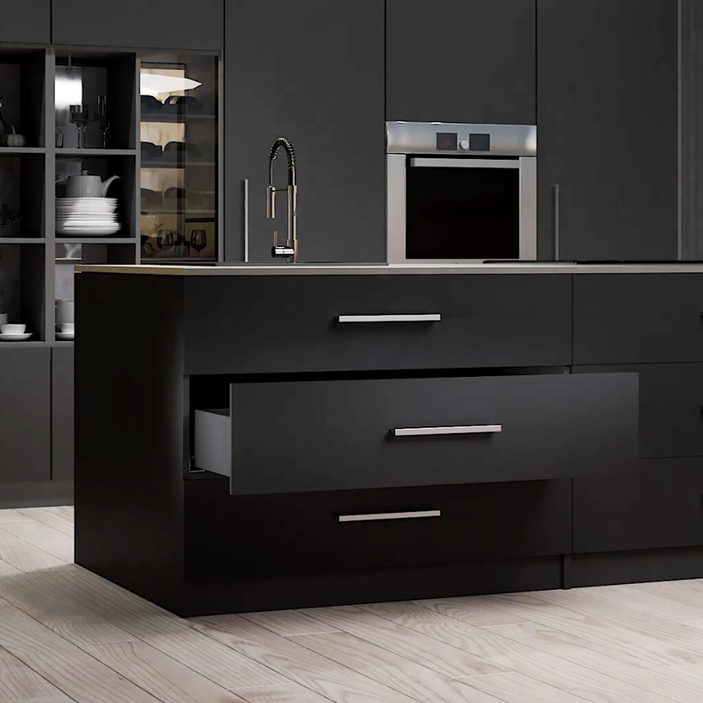 Schubladegarnitur Vertex für Küche oder Badezimmer mit 3D-Verstellung, Höhe 178mm, mit Spanplatten, Modul 900 mm, Anthrazitgrau-7