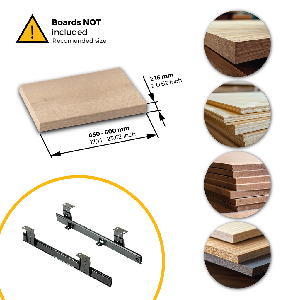 Set di guide a sfera per portatastiera in acciaio, Acciaio, Zincato nero-6