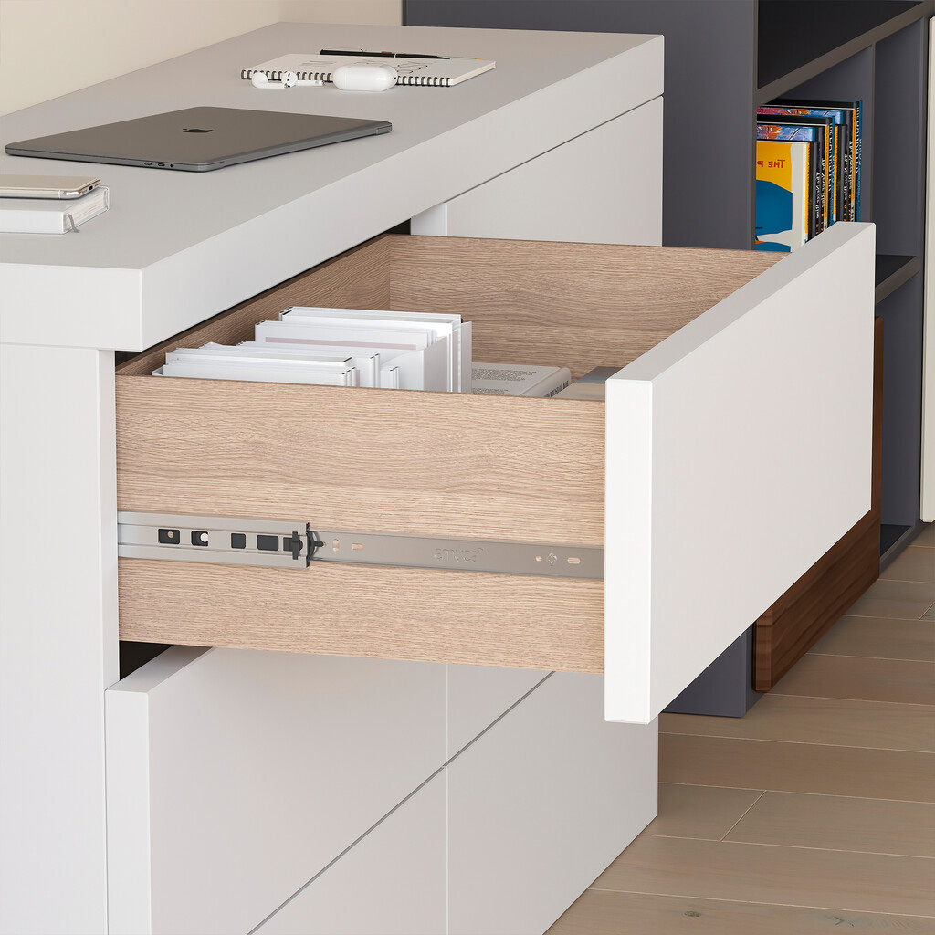 Satz Vollauszug-KugellagerKorpusschieneen-Satz mit Push und Soft Close, Höhe 45mm, Länge 600mm, Stahl, Verzinkt-3