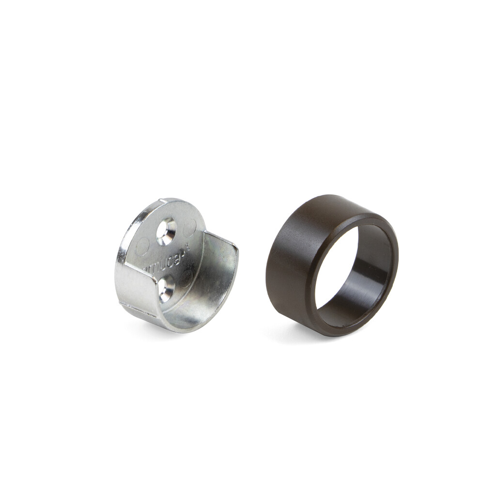 D.28mm wardrobe rail lateral support, Zamak and Plastic, Moka-Primary