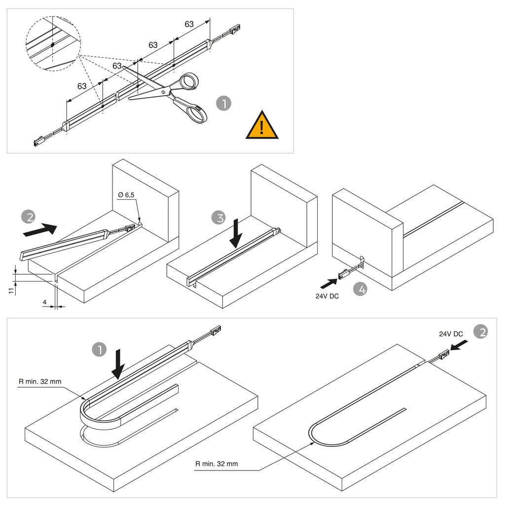 LED-strip 4x11 Neonlynx V 7,6W/m IP65 (24V DC), lengte 5.040mm, Natuurlijk wit licht 4.000K, Plastic-4