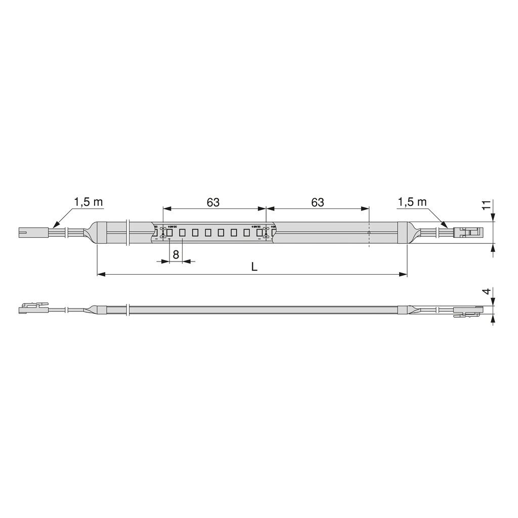 LED Strip 4x11 Neonlynx V, 7,6W/m IP65 (24V DC), length 3.024mm, Warm White light 2.700K, Plastic-1
