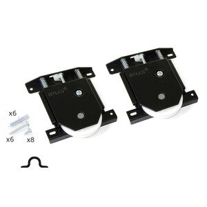Kit de chariot pour porte coulissante pour une porte coulissante Placard, Canal, Sans frein, &eacute;paisseur 10-16mm, Acier et Plastique et Zamak, 4pcs. photo du produit