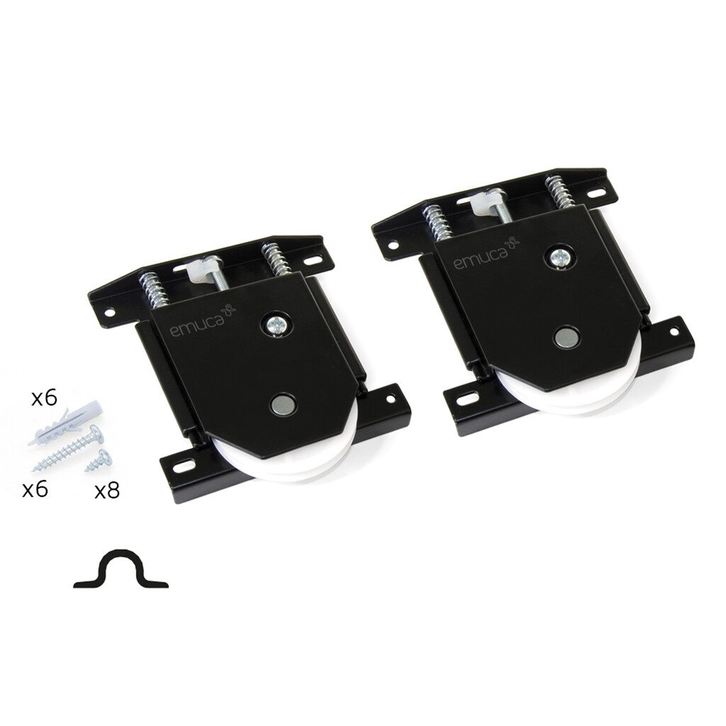 Kit de chariot pour porte coulissante pour une porte coulissante Placard, Canal, Sans frein, épaisseur 10-16mm, Acier et Plastique et Zamak, 4pcs.-Primary