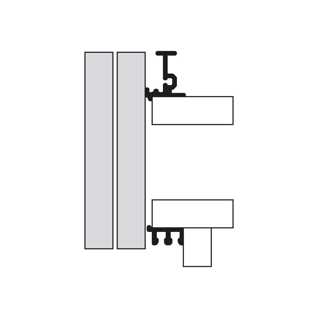 Set aus Neco Wagen set ADJUSTABLE für unterstützte obere Schiene und verdeckte untere Schiene für Schiebetüren, 3 Türen-2
