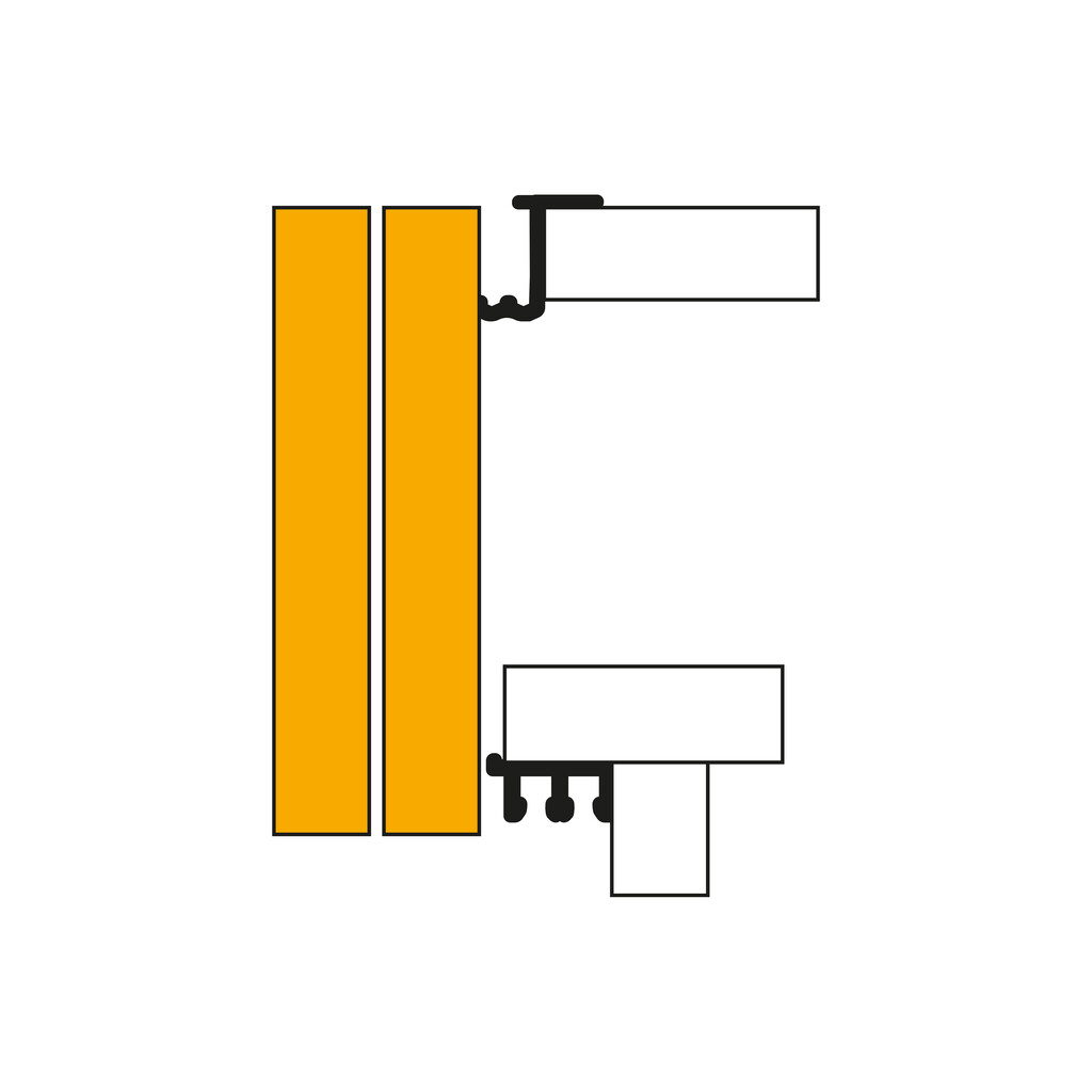 Kit de carros Neco para carril superior colgado e inferior oculto SIN regulación para puertas correderas, espesor 23mm, 2 puertas-2