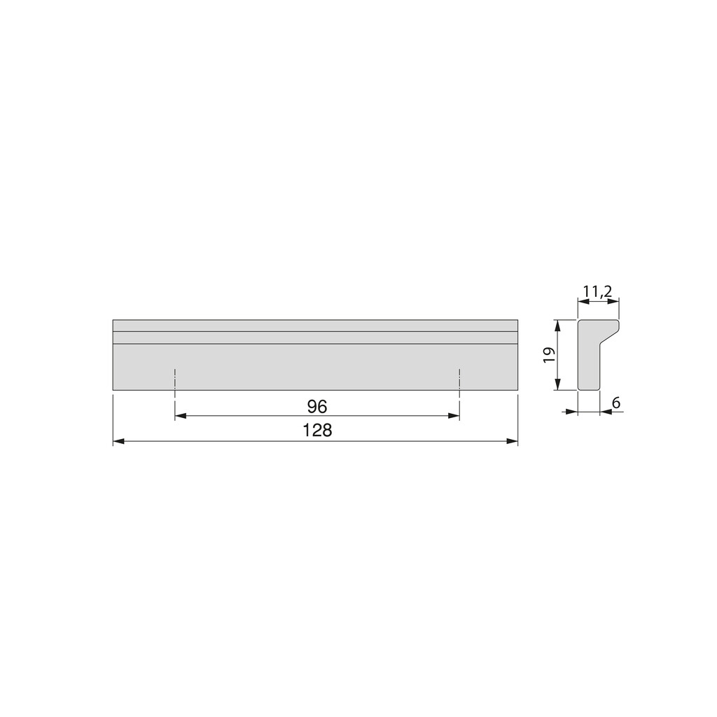 Furniture handle Xirivella, L128mm, 96mm interaxis, Aluminium, Matt anodized-1