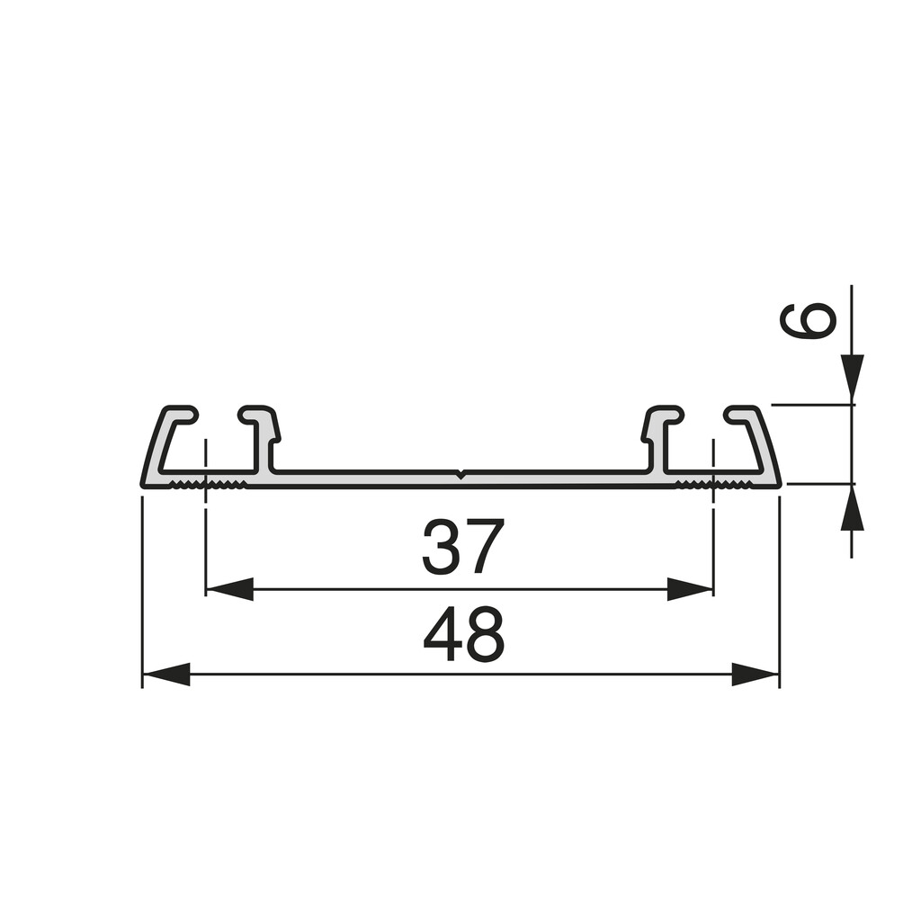 Placard untere Laufschiene, Länge 2.35m, Aluminium, Weiß-1