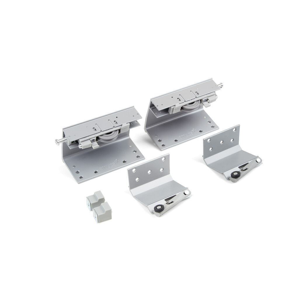 Kit of Space top and bottom trolley pair kit, outer door, 23mm thick, Steel and Plastic and Aluminium-Primary
