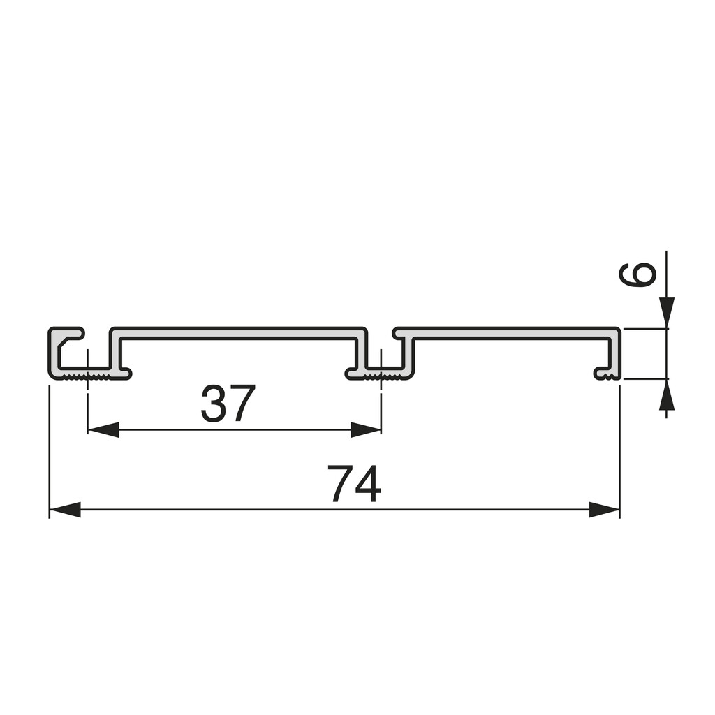Untere Laufschiene Placard Clip für Schiebetürsysteme, Länge 2.35m, Aluminium, Weiß-1