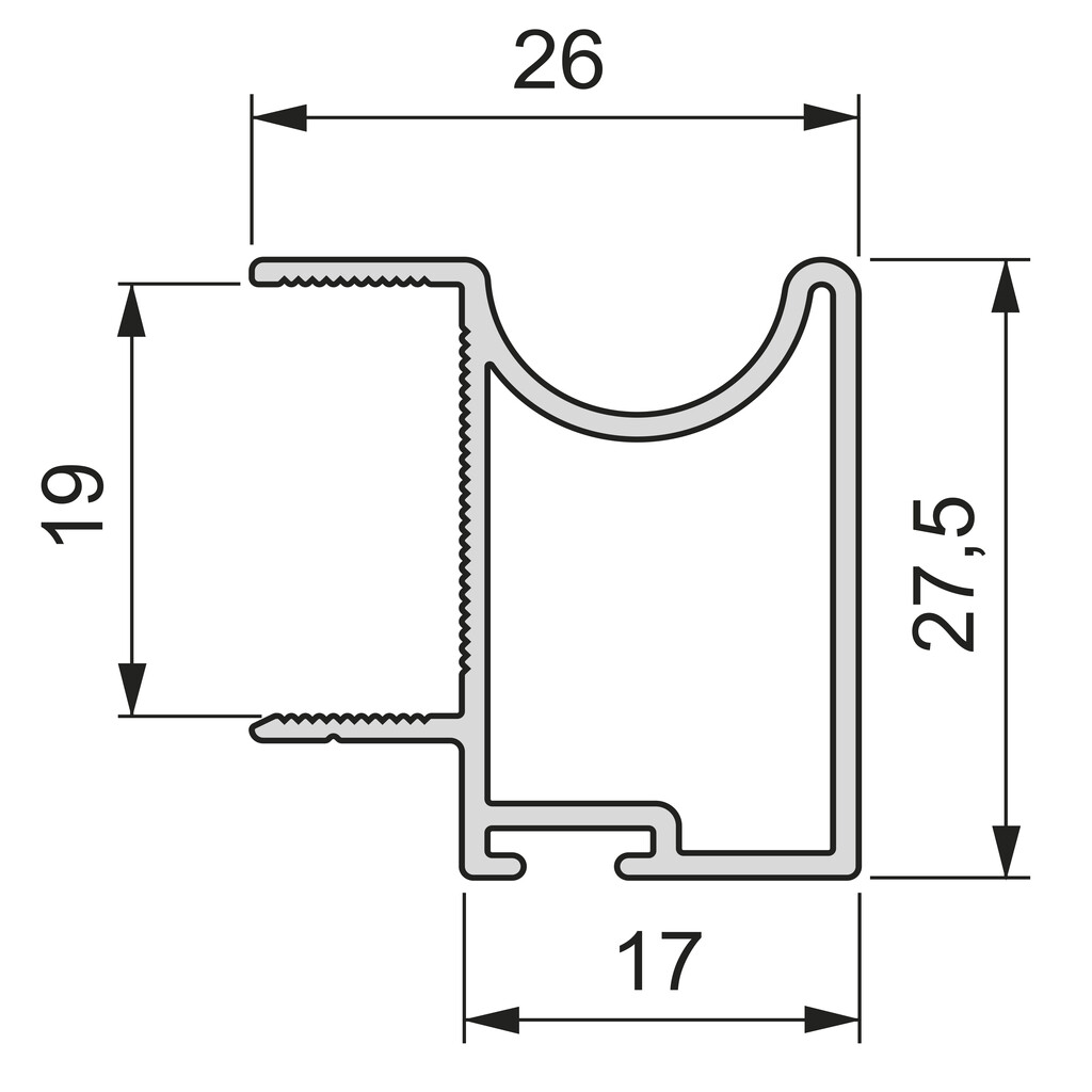 Wave 19, 2,35 m, Anodisé mat, Aluminium-1