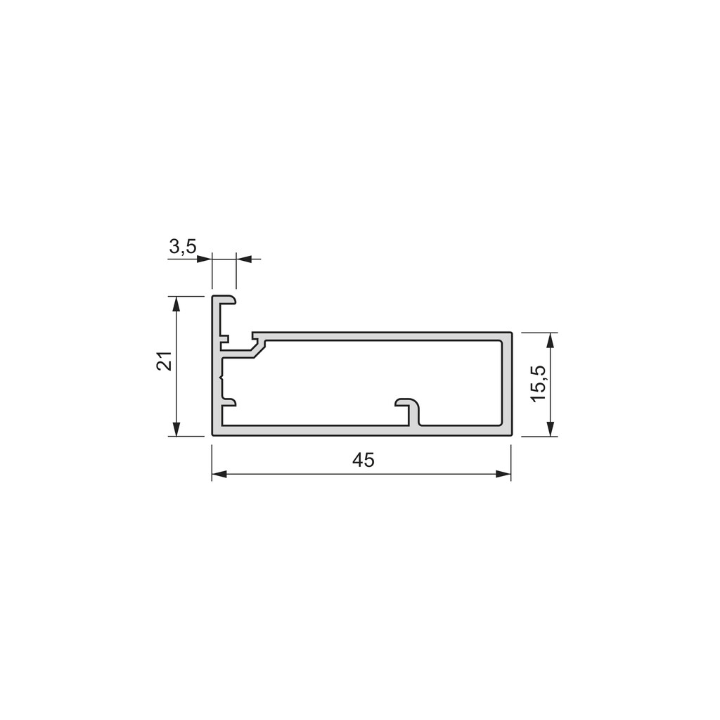 Profile for making cabinet doors Plus 11, 2,35 m, Matt anodized, Aluminium-1