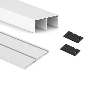 Pair of Placard 74 Flush Clip Channel sliding door wardrobe track pair, length 2.35m, Aluminium, White painted product photo