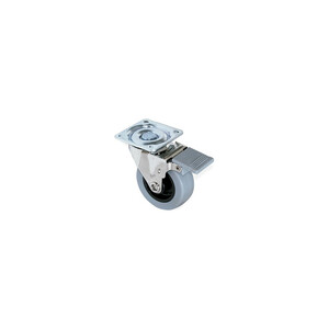 Slip castors grey-black with mounting plate, with brake, diameter 75mm, Steel and Plastic, Plastic Grey product photo