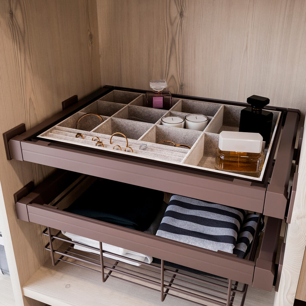 Moka Ausziehkorb für Schränke, 675, Mokka, Stahl-3