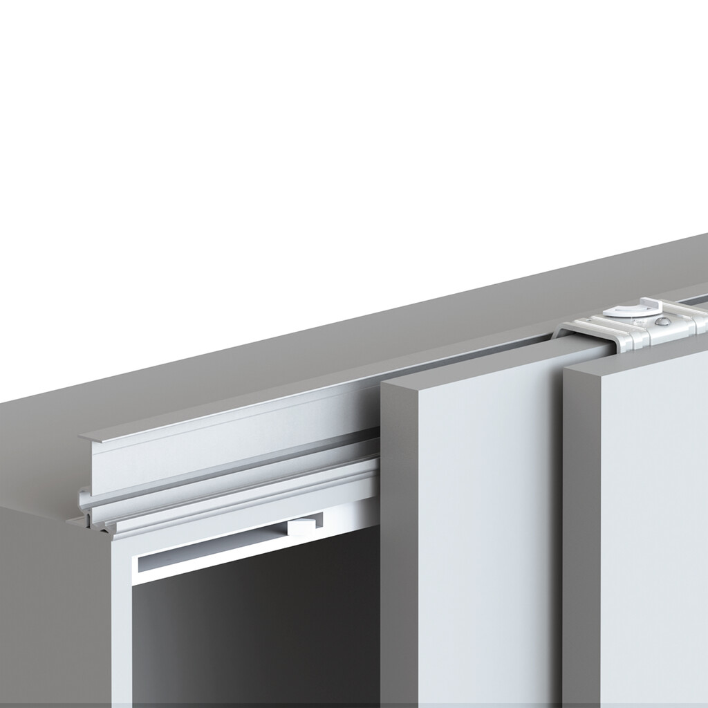 Kit de Soft Neco de ferrures pour porte coulissante sur rail supérieur, Porte intérieure, Plastique Blanc-1