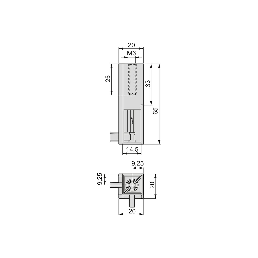 Support angulaire pour barre d'armoire Luxe, Zamak, Peint en aluminium-1
