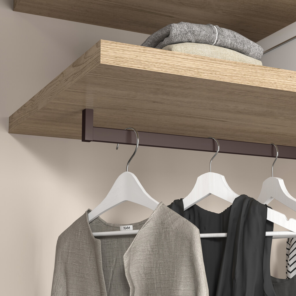 Support pour barre d'armoire Luxe, Gauche, Plastique moka, Plastique-2