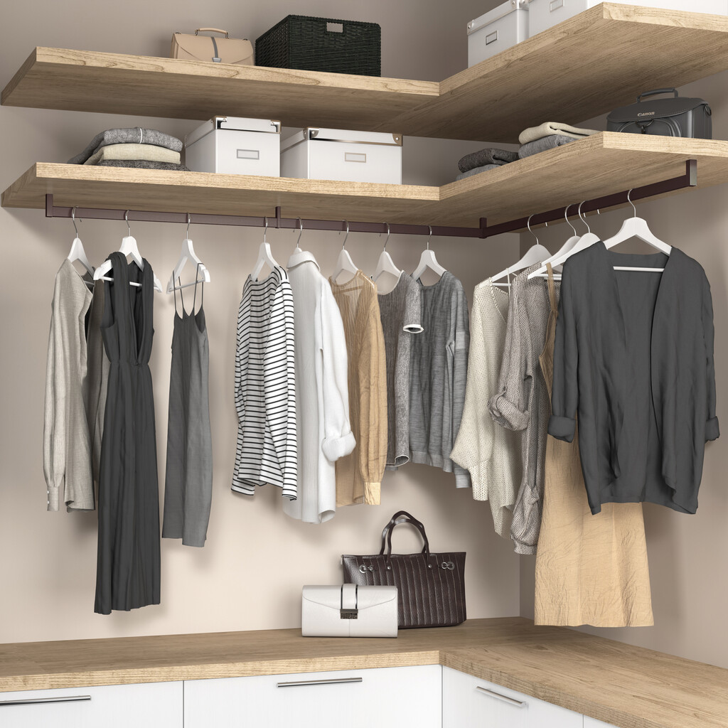 Support pour barre d'armoire Luxe, Gauche, Plastique moka, Plastique-4
