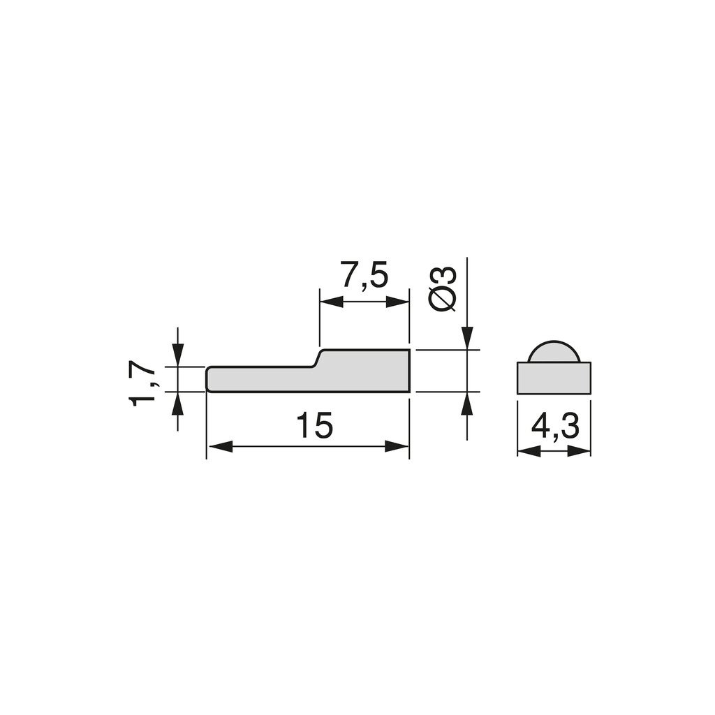 Wooden shelf support spoon, diametre 3mm, Steel, Nickel plated-1
