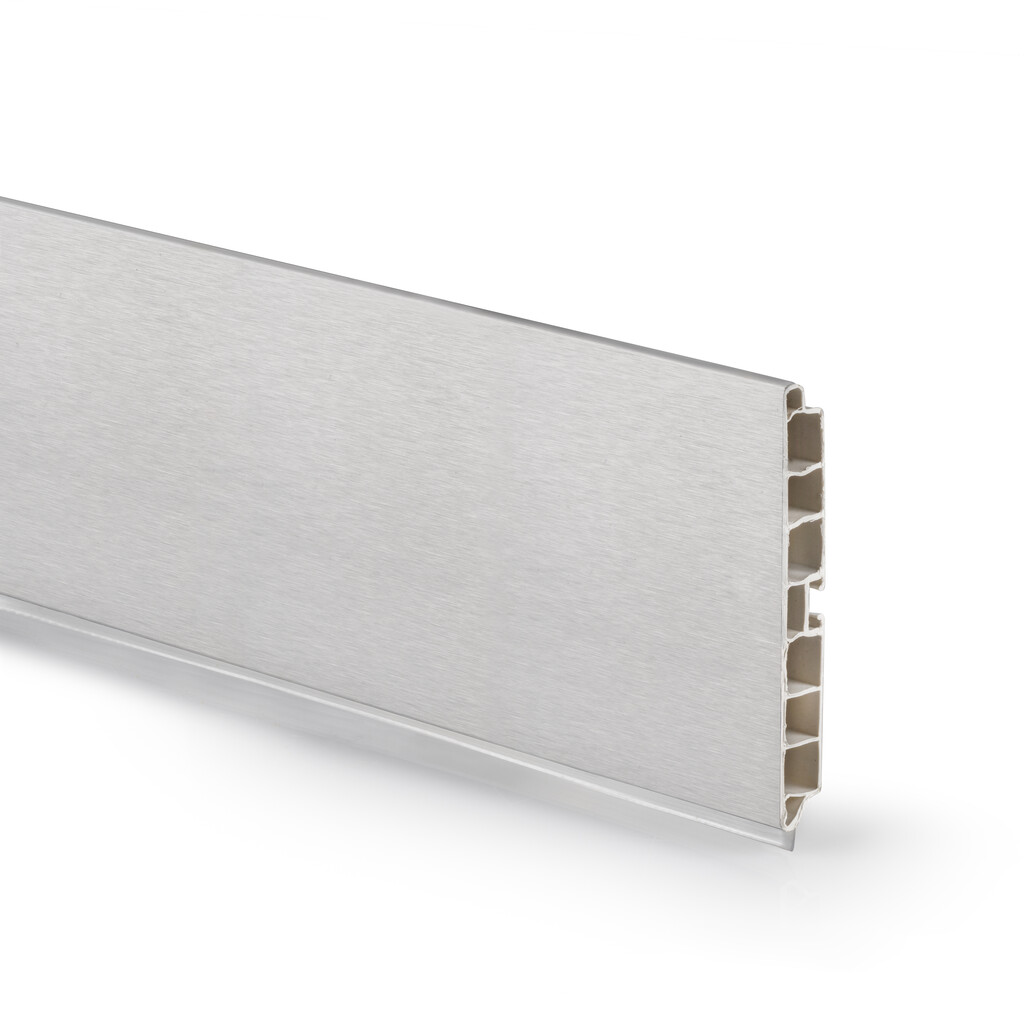 Zócalo para cocina Plasline, longitud 2.35m, altura 100mm, Plástico y Aluminio, Anodizado satinado-Primary
