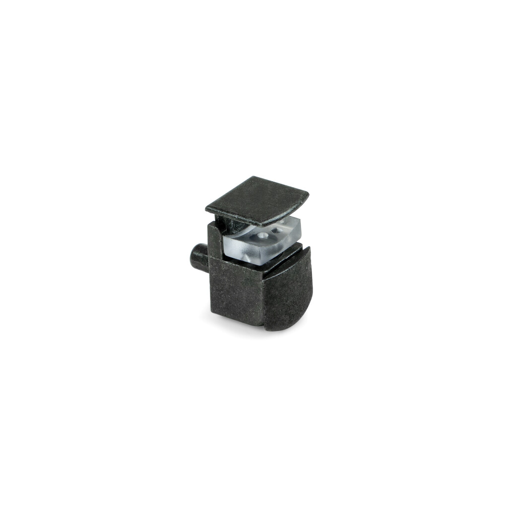 Portofino support for glass shelf, Plastic and Zamak, Black oxide-Primary