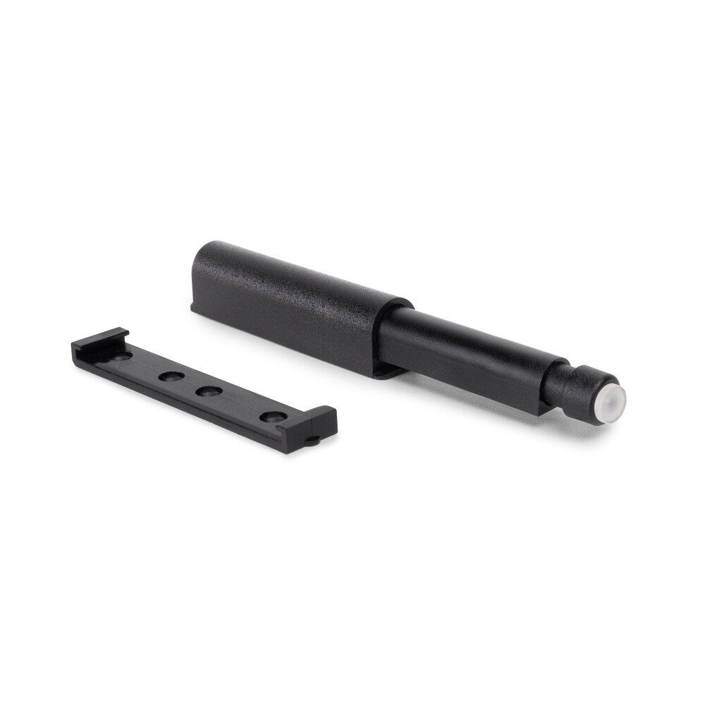 Door lock to be scewed onto furniture Push hooks, Length 62mm, Shock absorber, Plastic, Black-Primary