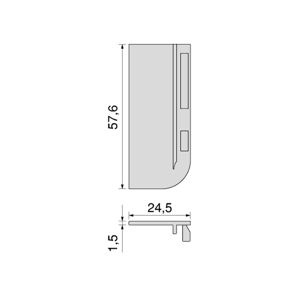 Couvercle Gola pour Profil supérieur pour meubles de cuisine, gauche, aluminium, anodisé mat-1