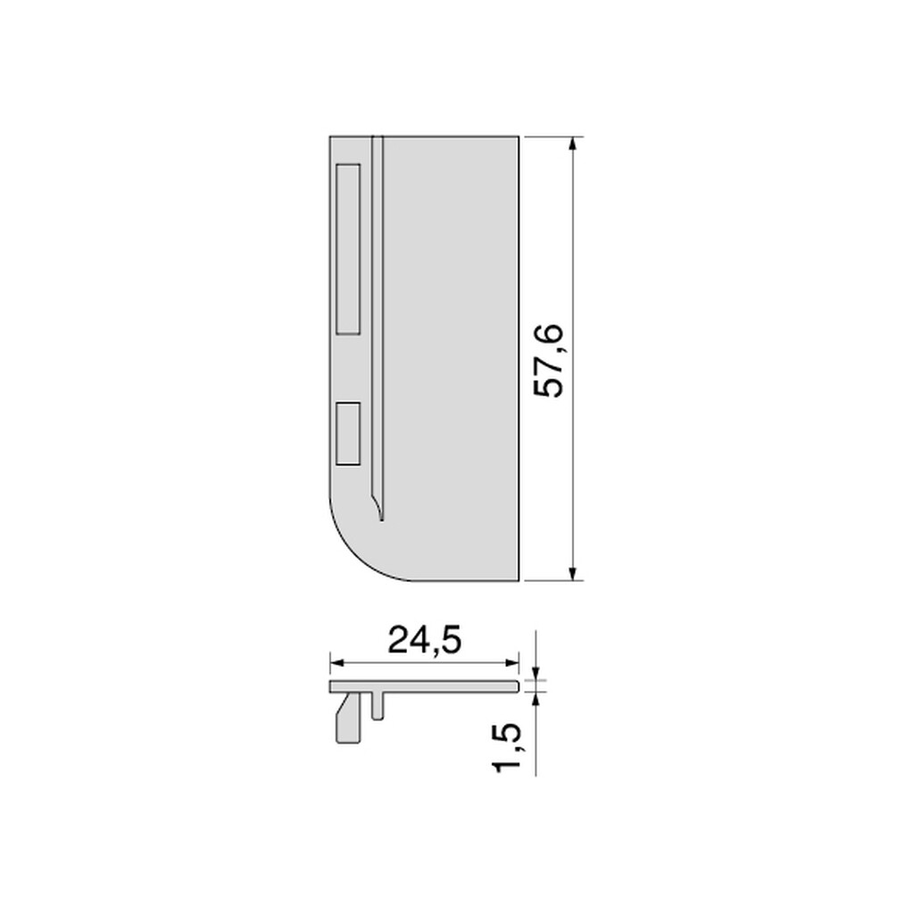 Abdeckung Gola für AufbaufProfil für Küchenmöbel, rechts, Aluminium, matt eloxiert-1