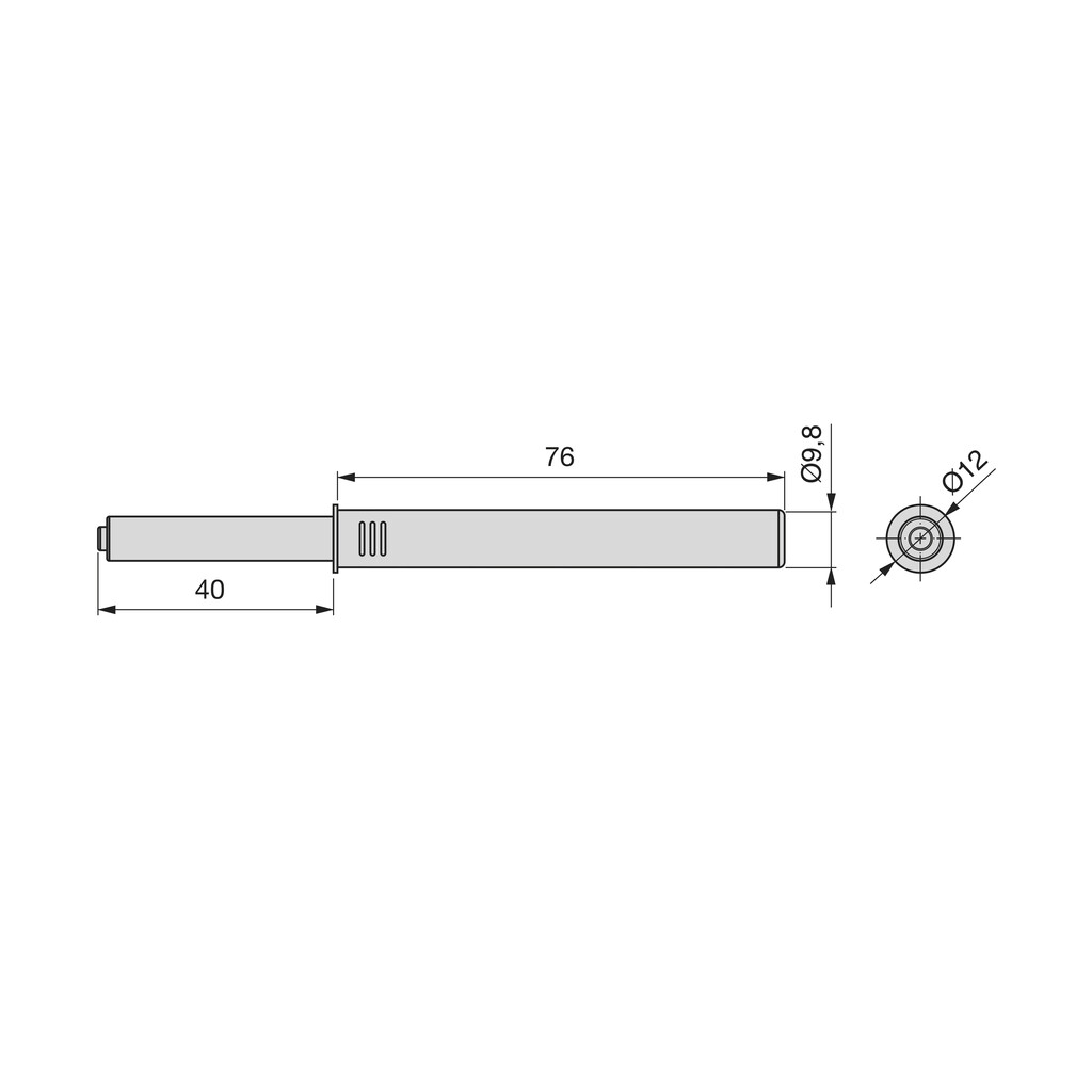 Built-in furniture door lock Push hooks, length 76.5mm, Magnetic 0.7kg, Plastic, Grey-1