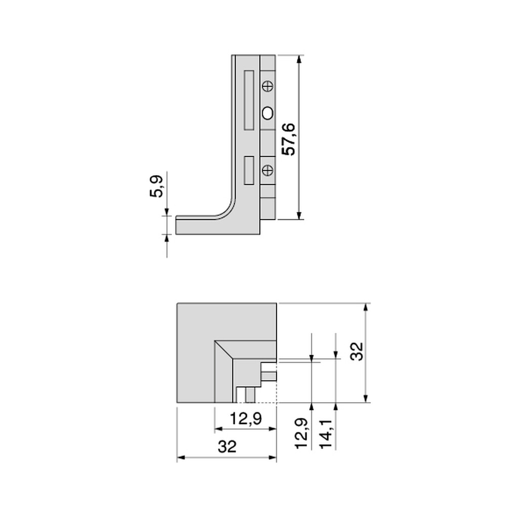 AußenanschlusswinkelGola für Aufbauprofil für Küchenmöbel, Aluminium, Anthrazitgrau-1