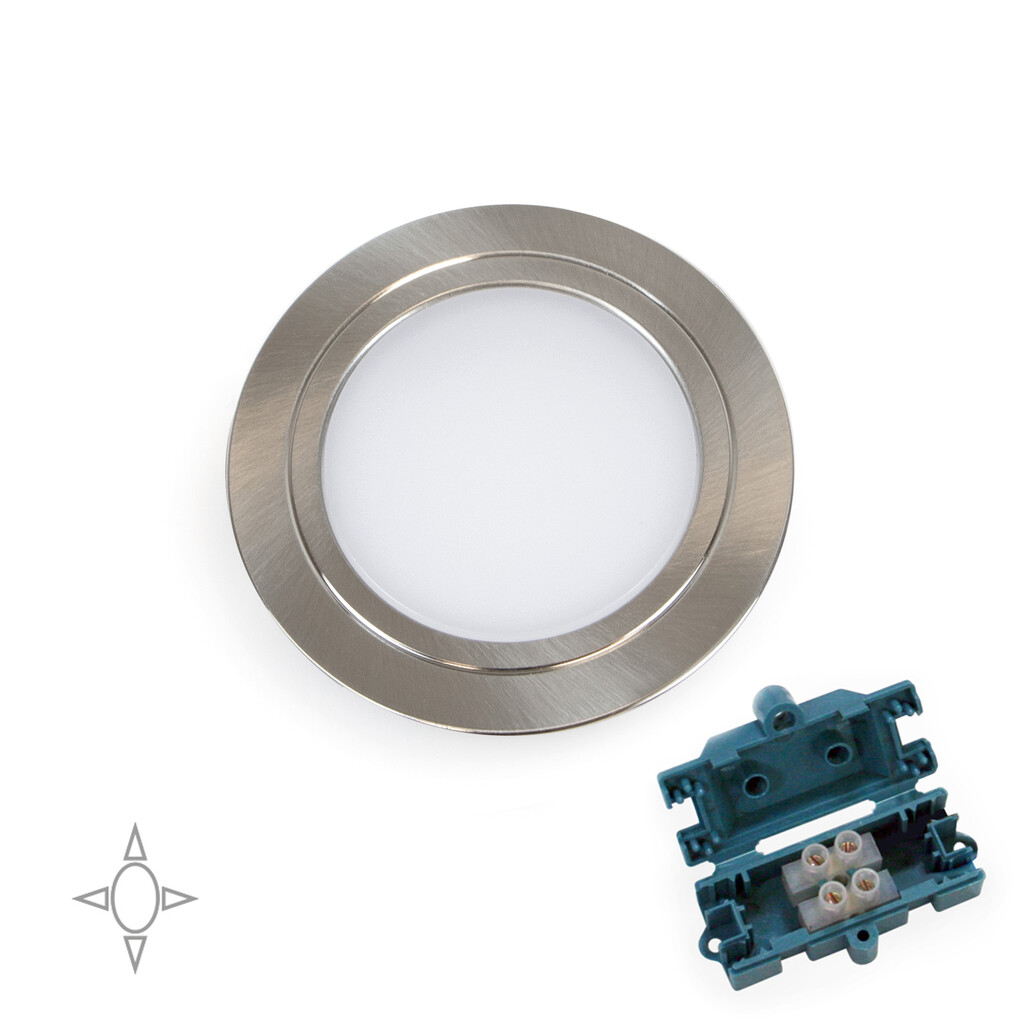 LED-Einbaustrahler Mizar (AC 230V 50Hz), ohne Konverter, natürliches weißes Licht 4.000K, Kunststoff, Nickel satiniert-Primary