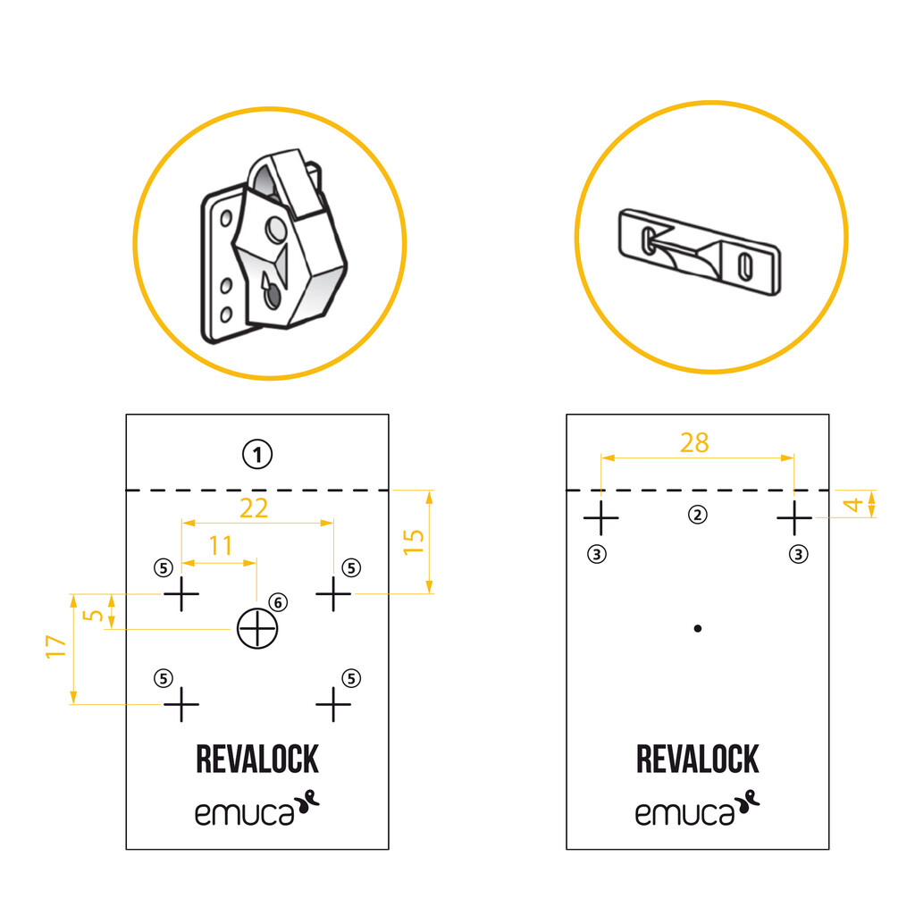 Kit of Deadbolt lock for Revalock, Plastic, White-2